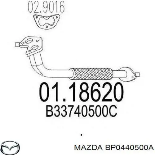 BP0440500A Mazda tubo de admisión del silenciador de escape delantero