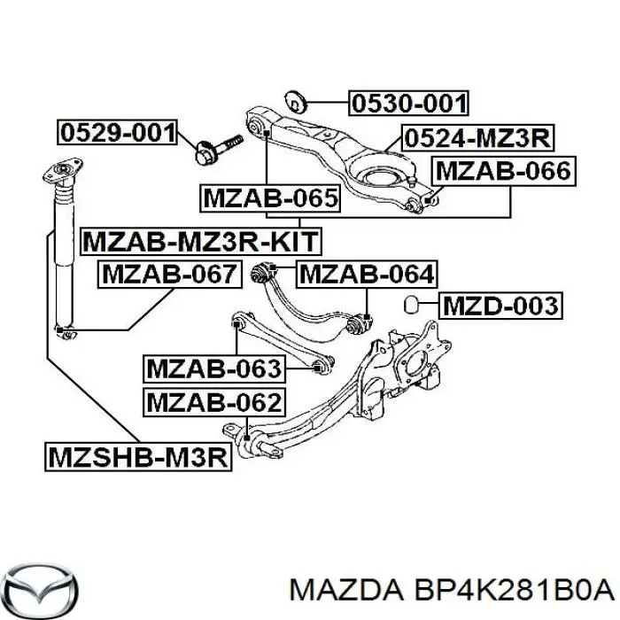 Tope del brazo inferior de suspensión trasera Mazda BP4K281B0A precio, desde 3,74 EUR