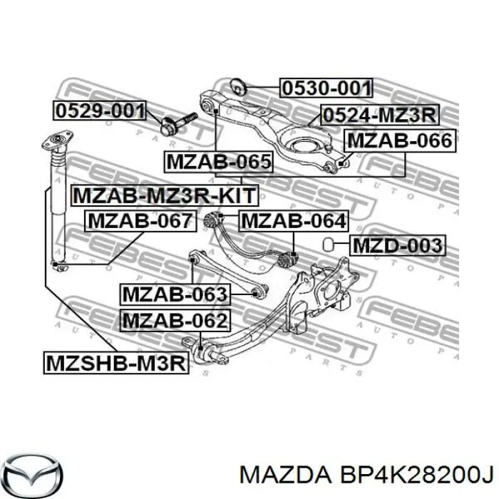 Comprar BP4K28200J Mazda Brazo de suspensión, trasera derecha