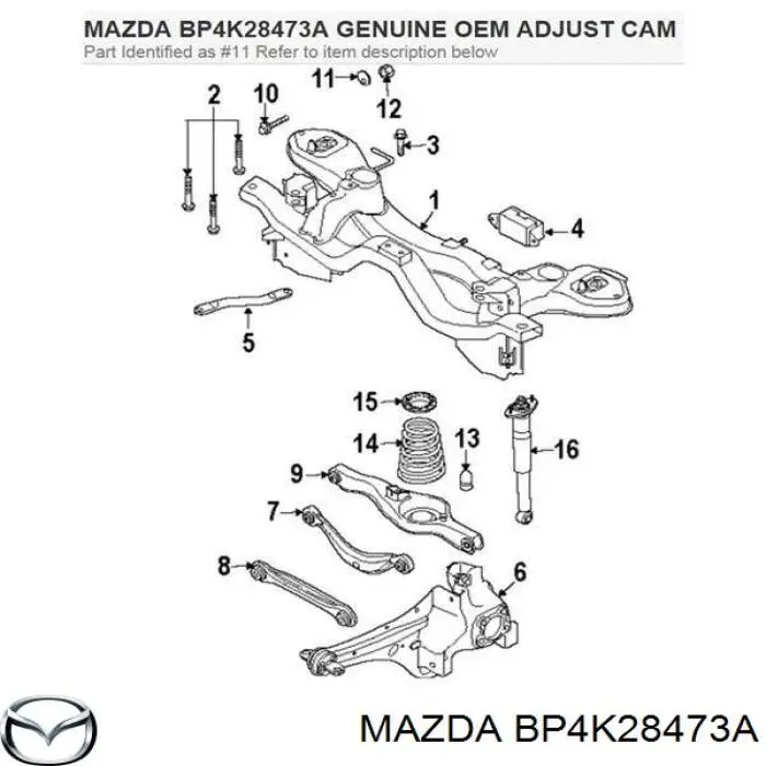 Comprar BP4K28473A Mazda Arandela interior del perno de fijación del brazo inferior trasero