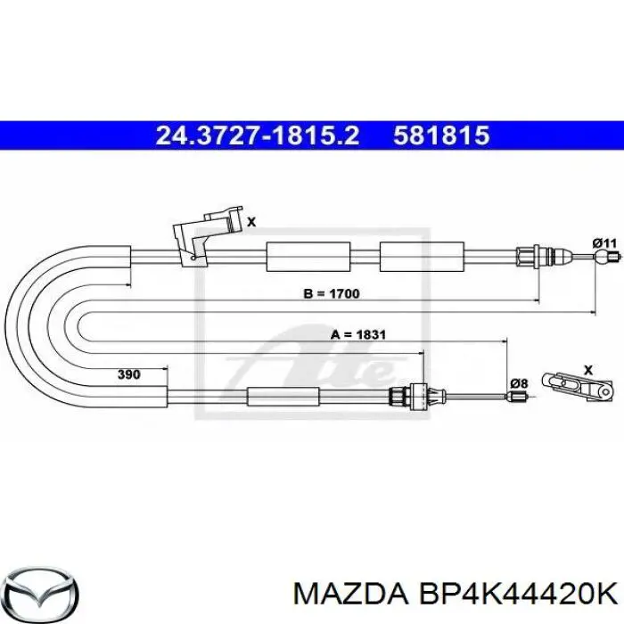 Cable de freno de mano trasero izquierdo Mazda BP4K44420K precio, desde 17,48 EUR