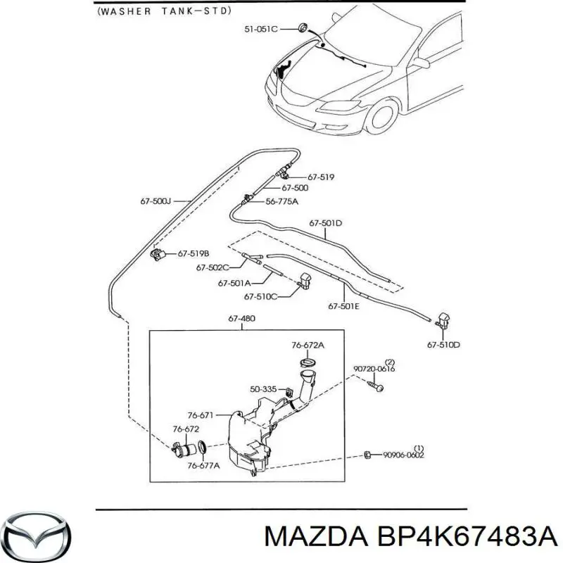 Comprar BP4K67483A Mazda Tapa de depósito de limpiaparabrisas