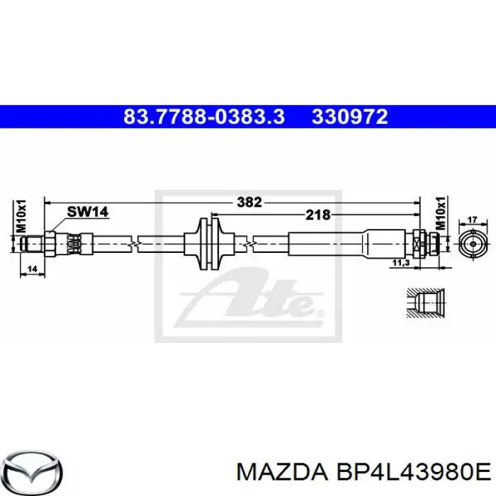 Manguera de freno trasera Mazda BP4L43980E precio, desde 8,95 EUR