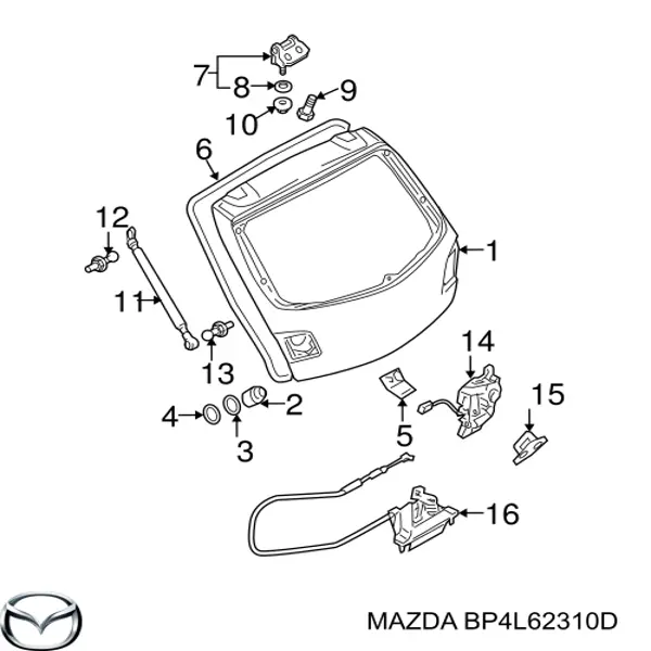 Comprar BP4L62310D Mazda Cerradura de puerta de maletero