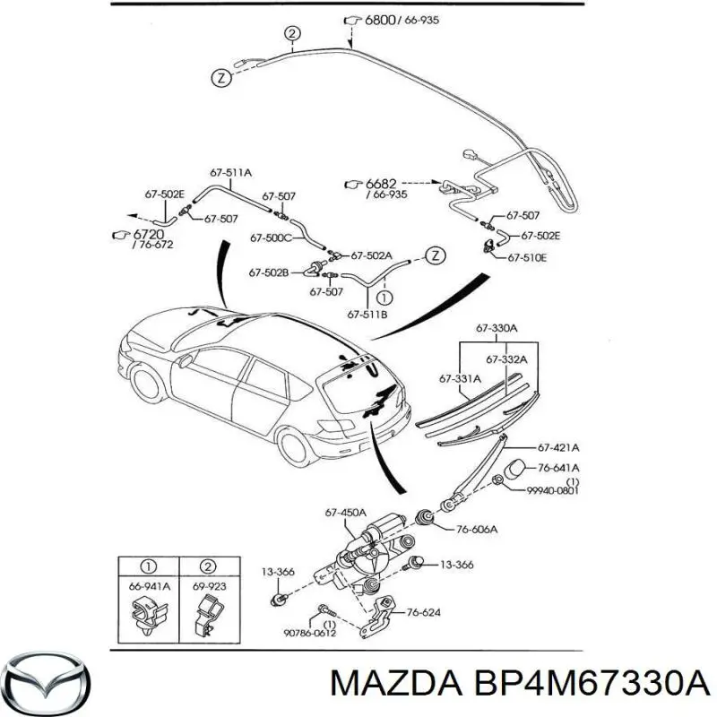 Limpiaparabrisas posterior para Mazda 3 (BK14)