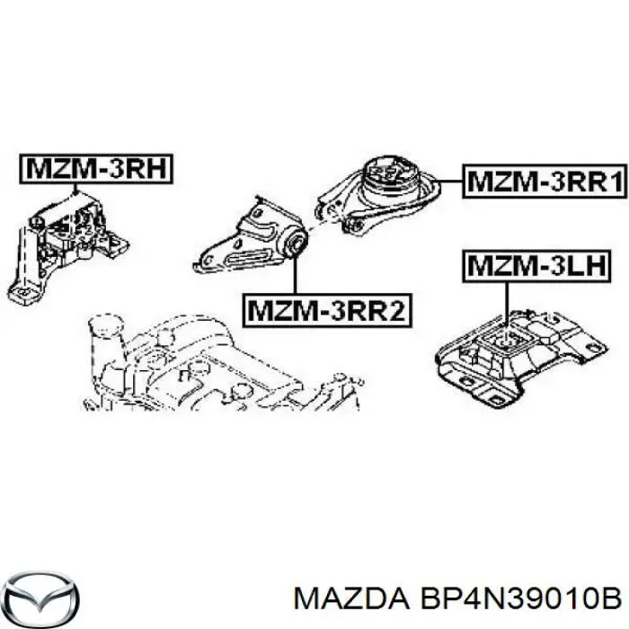 BP4N39010D Mazda soporte para taco de motor trasero
