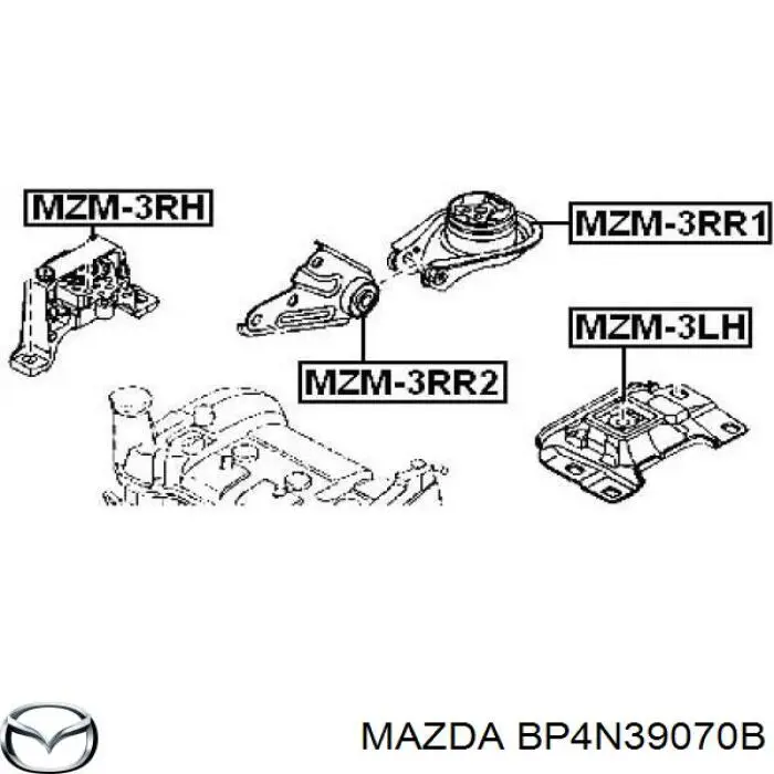 BP4N39070B Mazda soporte, motor, izquierdo, superior