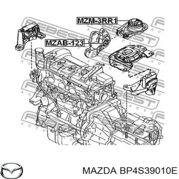 BP4S39010E Mazda soporte para taco de motor trasero