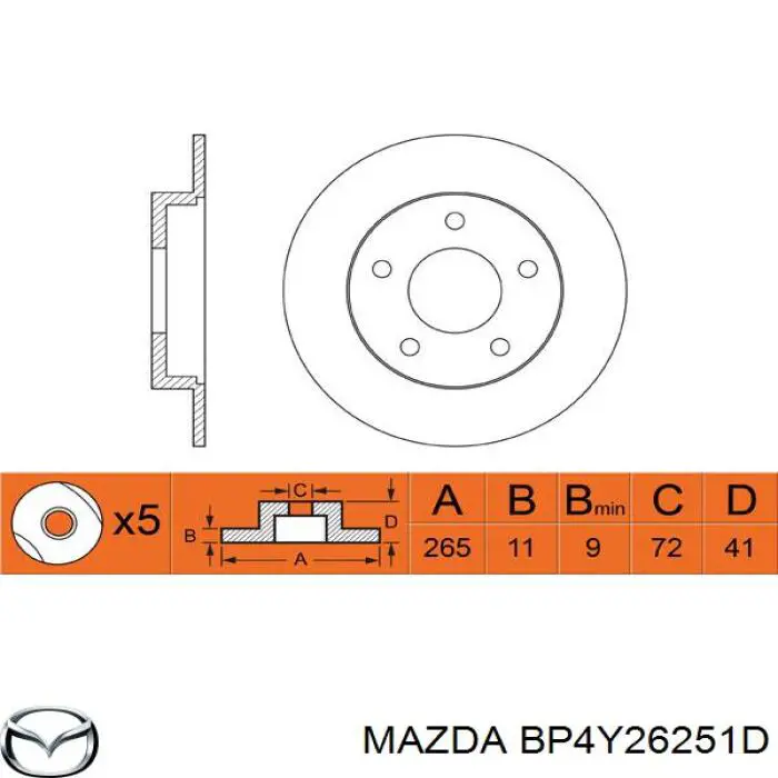 Comprar BP4Y26251D Mazda Disco de freno trasero