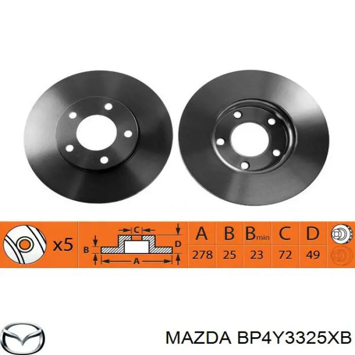 BP4Y3325XB Mazda disco de freno delantero