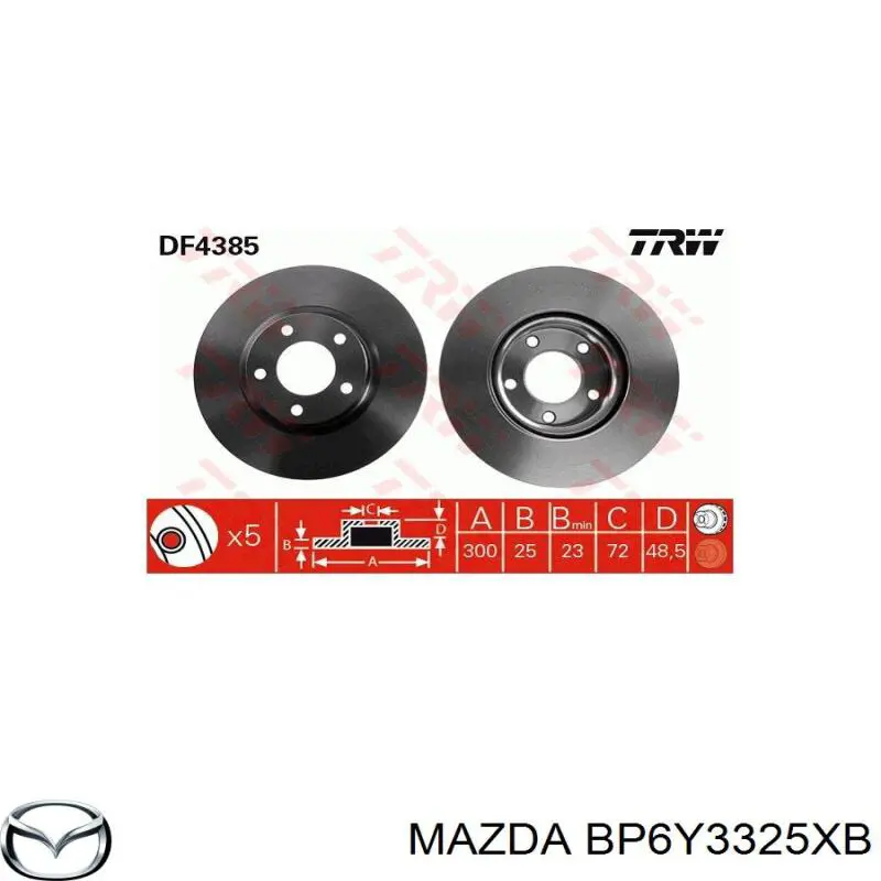 Disco de freno BP6Y3325XB Mazda