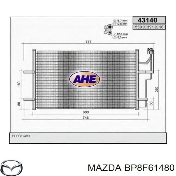 BP8F61480 Mazda condensador aire acondicionado