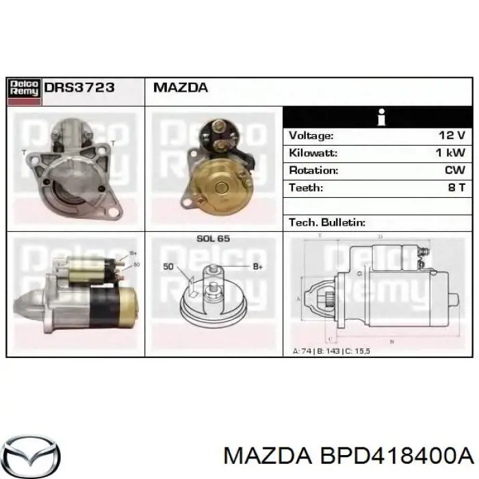 Comprar BPD418400A Mazda Motores de arranque