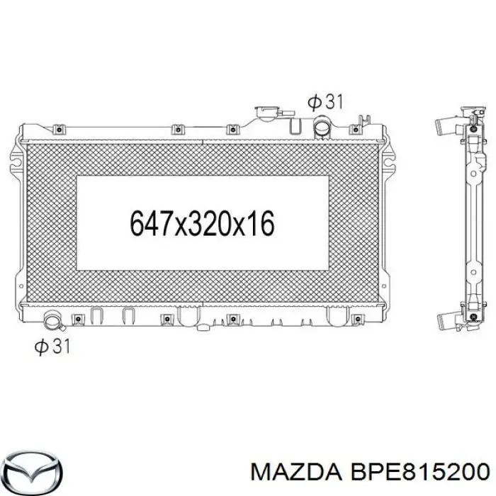 BPE815200 Mazda radiador refrigeración del motor