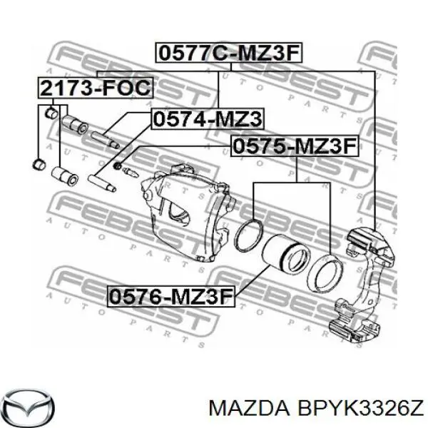 BPYK3326Z Mazda juego de reparación, pinza de freno delantero