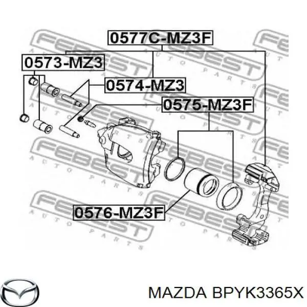 Comprar BPYK3365X Mazda Émbolo de la pinza de freno delantera