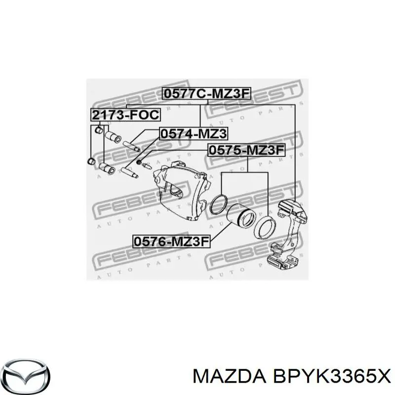 BPYK3365X Mazda émbolo, pinza del freno delantera