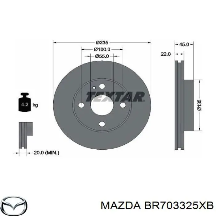Freno de disco delantero Mazda 323 BG