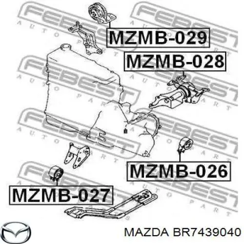 Soporte de motor trasero BR7439040 Mazda
