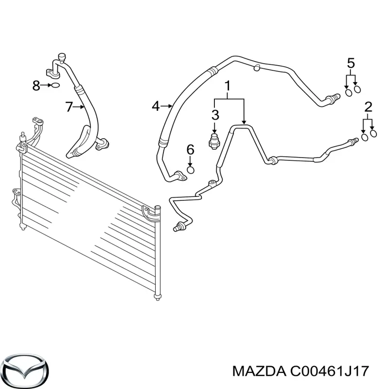 Anillo de sellado de tubería de aire acondicionado para Mazda 2 (DY)