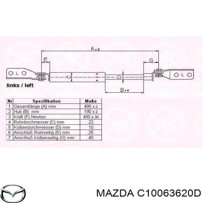 C10063620D Mazda amortiguador maletero