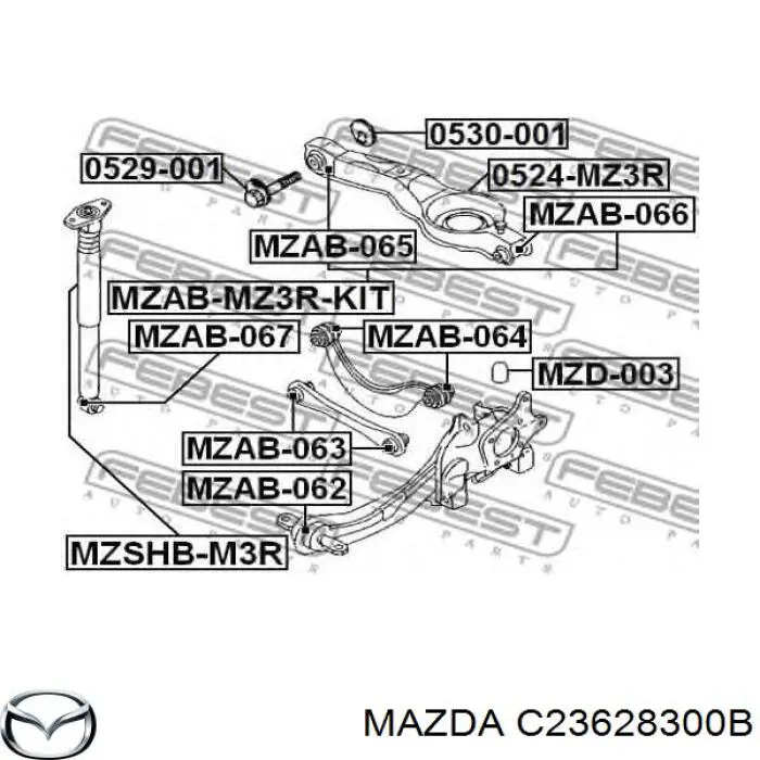 Barra oscilante, suspensión de ruedas Trasera Inferior Izquierda/Derecha para Mazda 5 (CR)
