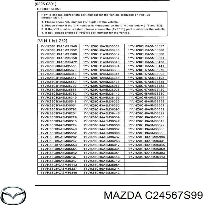 Comprar C24567S99 Mazda 