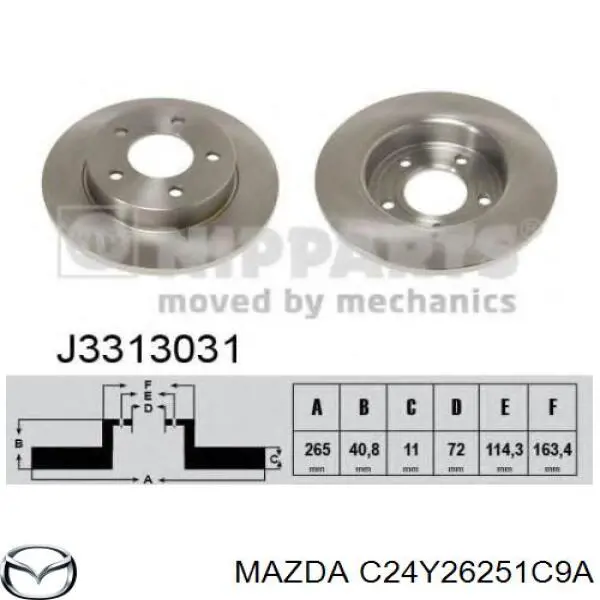 C24Y26251C9A Mazda disco de freno trasero
