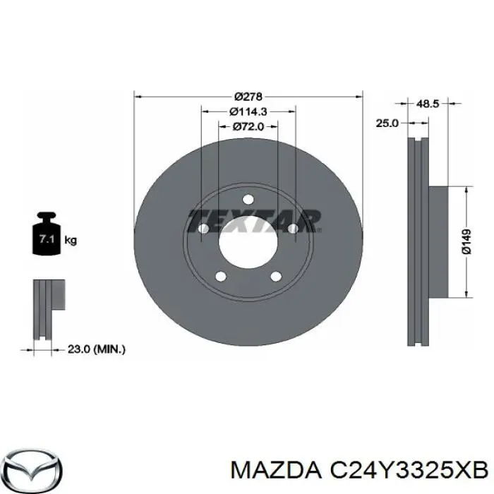 Comprar C24Y3325XB Mazda Freno de disco delantero