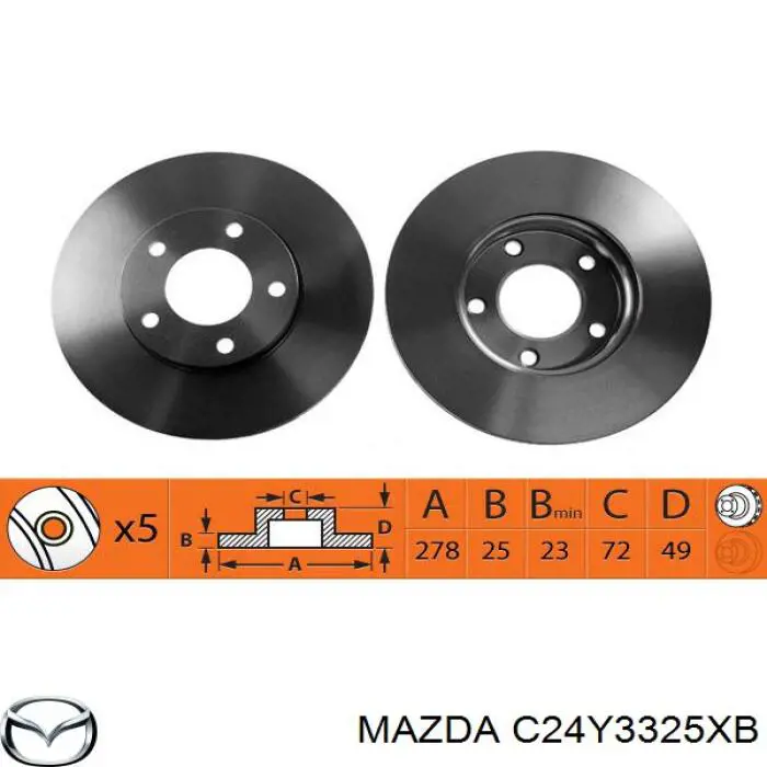 C24Y3325XB Mazda disco de freno delantero