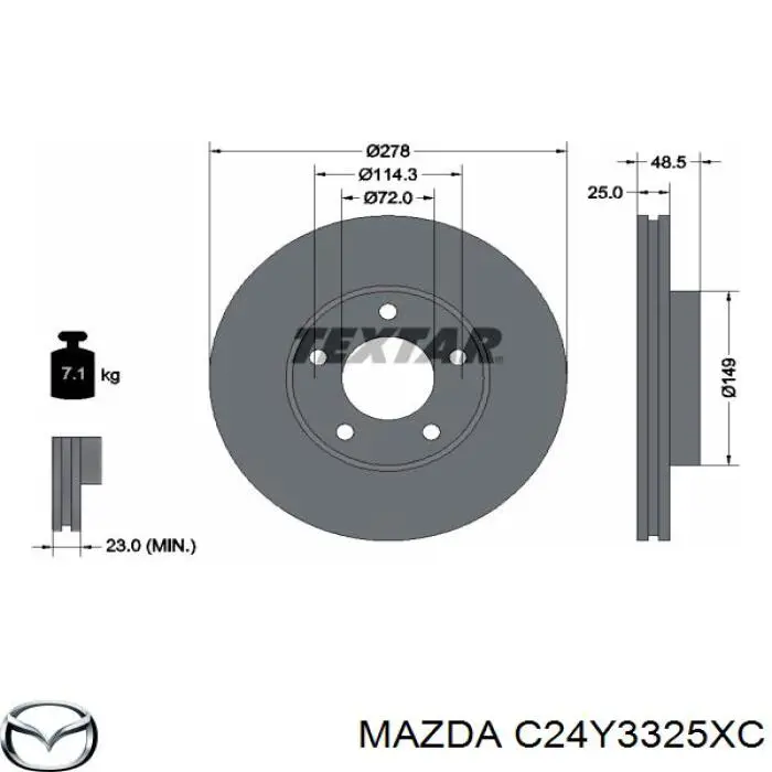 Disco de freno C24Y3325XC Mazda