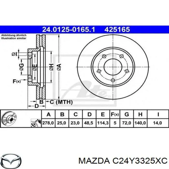 Comprar C24Y3325XC Mazda Freno de disco delantero