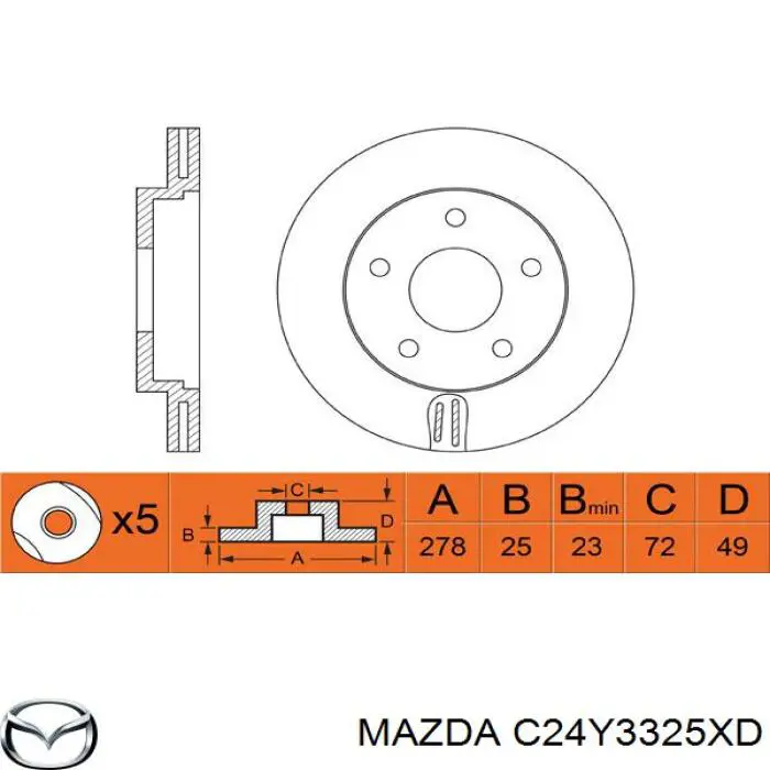 Disco de freno C24Y3325XD Mazda