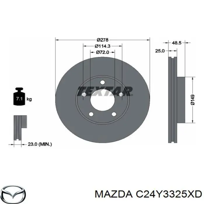 Frenos delanteros Mazda C24Y3325XD precio, desde 35,13 EUR