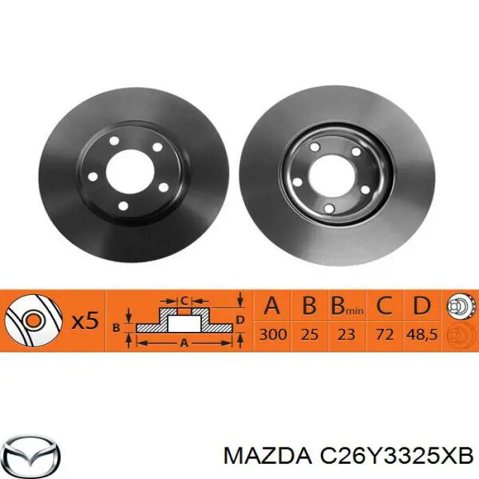 C26Y3325XB Mazda disco de freno delantero
