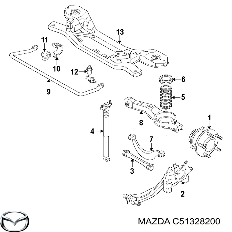 Muñón de eje, cuerpo del eje, trasero izquierdo para Mazda 5 (CR)