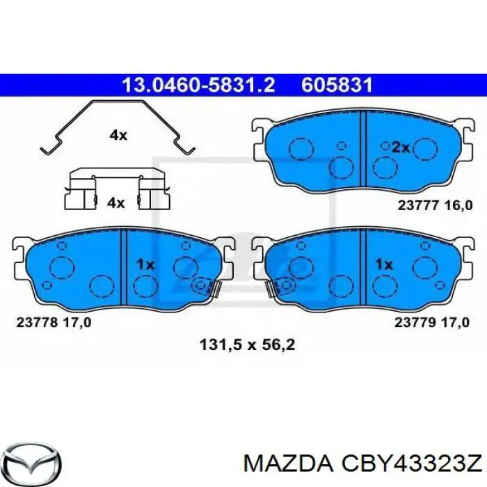 CBY43323Z Mazda pastillas de freno delanteras