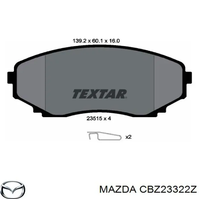 CBZ23322Z Mazda pastillas de freno delanteras