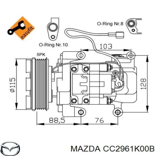 CC2961K00B Mazda compresor de aire acondicionado