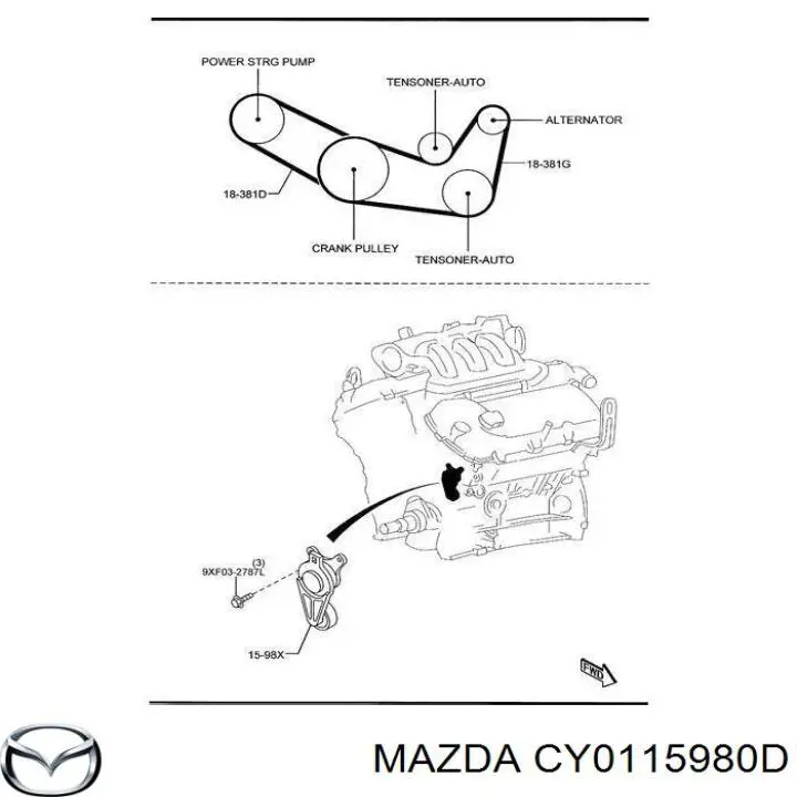 CY0115980D Mazda tensor de correa, correa poli v