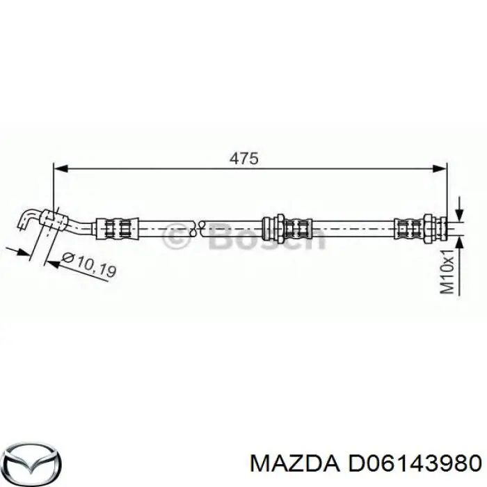 D061-43-980 Mazda latiguillo de freno delantero