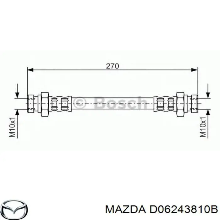 D06243810 Mazda latiguillos de freno trasero derecho