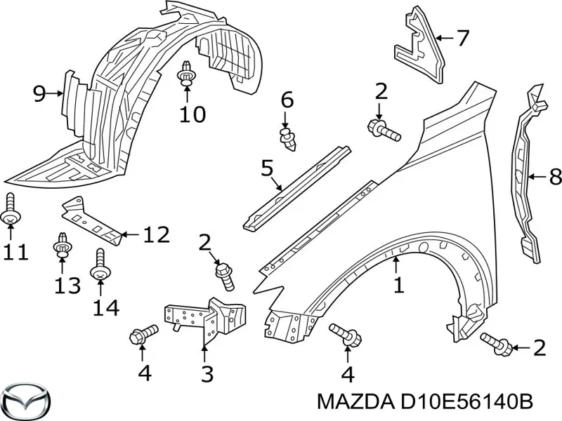 Guardabarros interior, aleta delantera, izquierdo para Mazda CX-3 (DK)