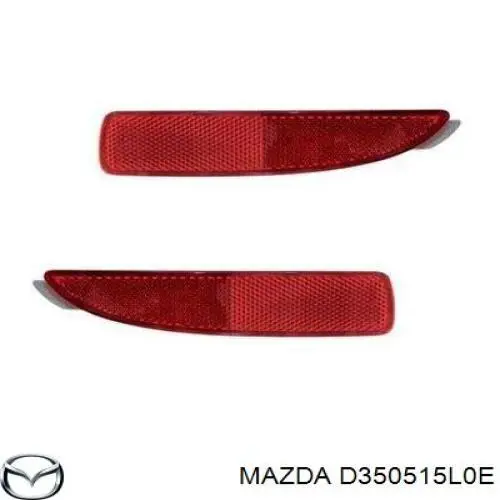 D350515L0A Mazda reflector, parachoques trasero, derecho