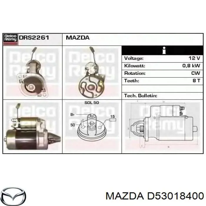 D53018400 Mazda motor de arranque