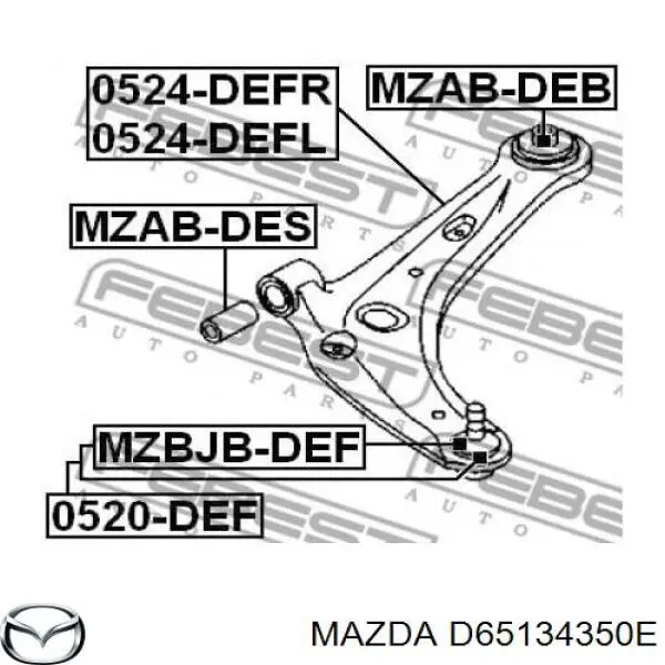 D65134350E Mazda barra oscilante, suspensión de ruedas delantera, inferior izquierda