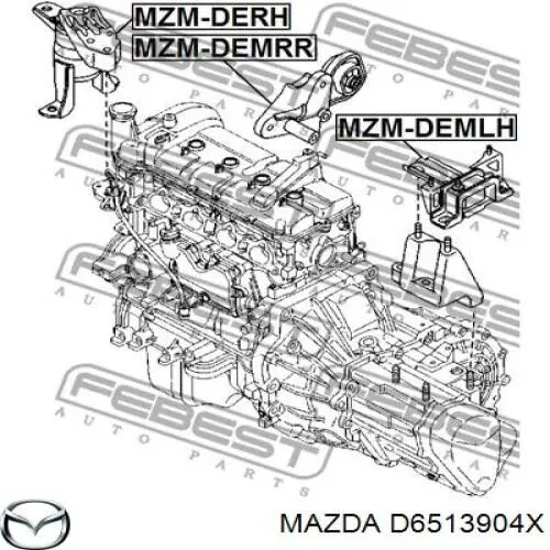 D6513904X Mazda soporte de motor trasero