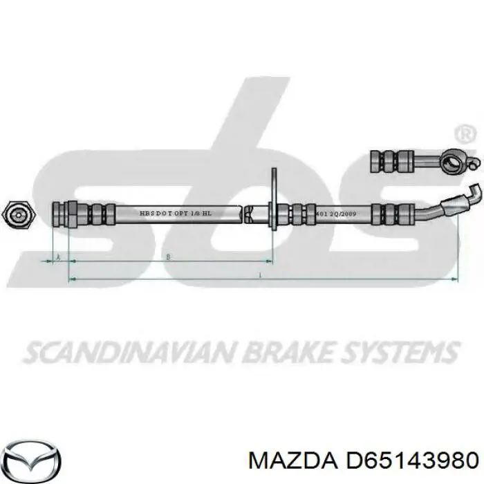 D65143980 Mazda latiguillos de freno delantero derecho