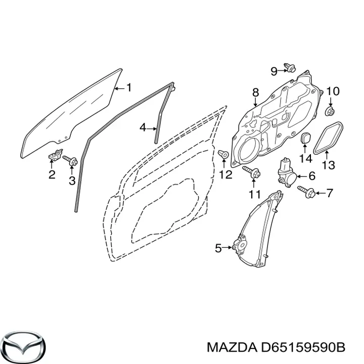 Mecanismo de elevalunas, puerta trasera derecha Mazda 2 (DE)