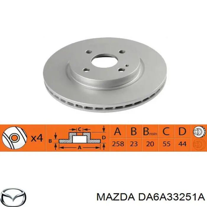 DA6A33251A Mazda disco de freno delantero